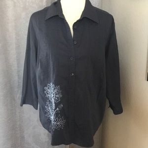 TALBOTS Stretch Embroidered cotton Blend Blouse